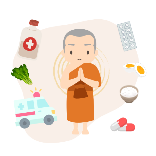 ถวายอาหารและยาช่วยเหลือพระอาพาธ